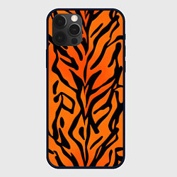 Чехол для iPhone 12 Pro Max Тигровый огненный паттерн, цвет: 3D-черный