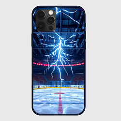 Чехол для iPhone 12 Pro Max Удар молнии в хоккейную площадку, цвет: 3D-черный