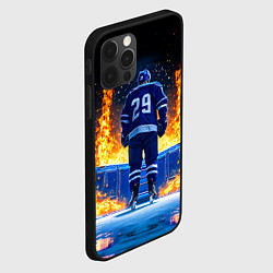 Чехол для iPhone 12 Pro Max Хоккеист в огне, цвет: 3D-черный — фото 2