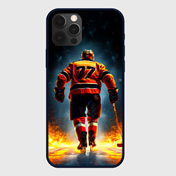 Чехол для iPhone 12 Pro Max Хоккеист в огне, цвет: 3D-черный