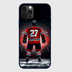 Чехол для iPhone 12 Pro Max Хоккеист на черном, цвет: 3D-черный