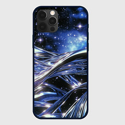 Чехол для iPhone 12 Pro Max Закрученные линии и звезды - космическая абстракци, цвет: 3D-черный
