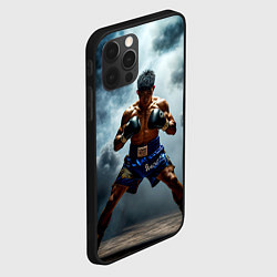 Чехол для iPhone 12 Pro Max Тайский боксер в дыму, цвет: 3D-черный — фото 2
