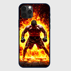Чехол для iPhone 12 Pro Max Боксер в огне, цвет: 3D-черный