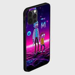 Чехол для iPhone 12 Pro Max Морти и Рик на планете неоновых сказочных грибов, цвет: 3D-черный — фото 2