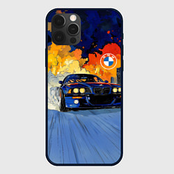Чехол для iPhone 12 Pro Max БМВ красочное небо, цвет: 3D-черный