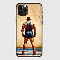 Чехол iPhone 12 Pro Max Греко-римский борец на бежевом