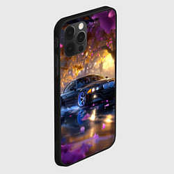 Чехол для iPhone 12 Pro Max БМВ и фиолетовые цветы, цвет: 3D-черный — фото 2