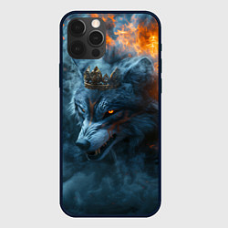 Чехол для iPhone 12 Pro Max Волк в короне в огне, цвет: 3D-черный