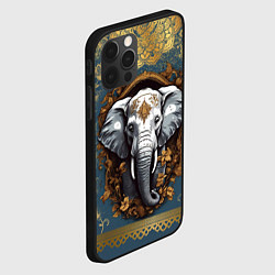 Чехол для iPhone 12 Pro Max Слон лотос и золотая мандала, цвет: 3D-черный — фото 2