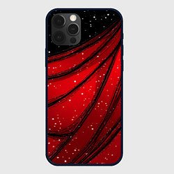 Чехол iPhone 12 Pro Max Красно-черная текстура с белыми точками