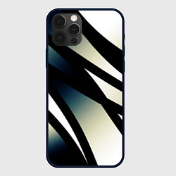 Чехол для iPhone 12 Pro Max Чёрно-белый с синим затемнением полосы, цвет: 3D-черный