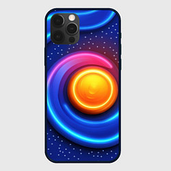 Чехол iPhone 12 Pro Max Оранжевый круг и голубые линии текстура