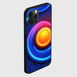 Чехол для iPhone 12 Pro Max Оранжевый круг и голубые линии текстура, цвет: 3D-черный — фото 2