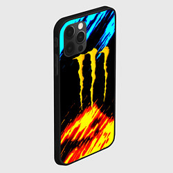Чехол для iPhone 12 Pro Max Monster energy текстура огненная, цвет: 3D-черный — фото 2