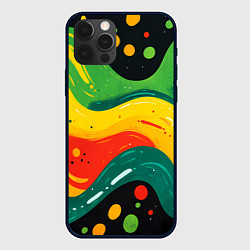 Чехол для iPhone 12 Pro Max Желто-зеленая краска текстура, цвет: 3D-черный