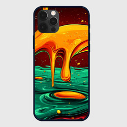 Чехол для iPhone 12 Pro Max Оранжевая клякса текстура, цвет: 3D-черный