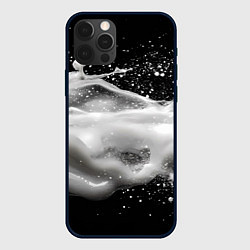 Чехол iPhone 12 Pro Max Белая текстура на черном фоне