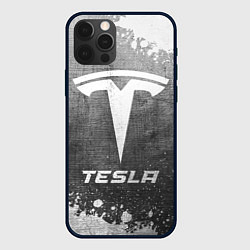 Чехол для iPhone 12 Pro Max Tesla - grey gradient, цвет: 3D-черный