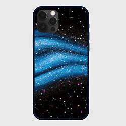 Чехол iPhone 12 Pro Max Синяя абстрактная текстура на черном