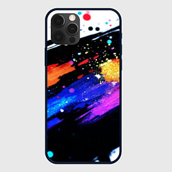 Чехол iPhone 12 Pro Max Разноцветные блестящие кляксы - текстура