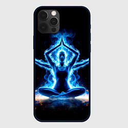 Чехол для iPhone 12 Pro Max Четырехрукий йог, цвет: 3D-черный