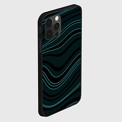 Чехол для iPhone 12 Pro Max Тёмный синий волнистые полосы, цвет: 3D-черный — фото 2