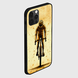 Чехол для iPhone 12 Pro Max Трековый велосипедист на бежевом, цвет: 3D-черный — фото 2