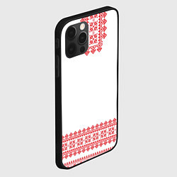 Чехол для iPhone 12 Pro Max Славянский орнамент и узоры - вышиванка рубаха бел, цвет: 3D-черный — фото 2