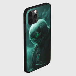 Чехол для iPhone 12 Pro Max Космонавт скелет с зеленым светом, цвет: 3D-черный — фото 2