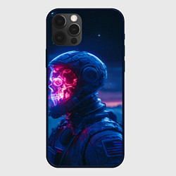 Чехол для iPhone 12 Pro Max Синий космонавт с красным черепом, цвет: 3D-черный