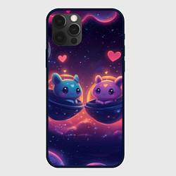 Чехол для iPhone 12 Pro Max Милые пришельцы в космосе, цвет: 3D-черный
