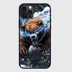 Чехол iPhone 12 Pro Max Медведь в молниях и облаках