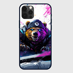 Чехол iPhone 12 Pro Max Злой медведь и краски