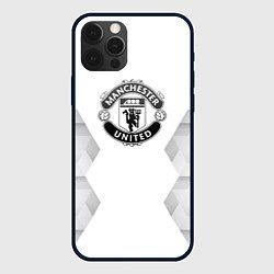 Чехол для iPhone 12 Pro Max Manchester United white poly, цвет: 3D-черный