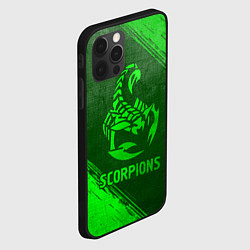 Чехол для iPhone 12 Pro Max Scorpions - green gradient, цвет: 3D-черный — фото 2