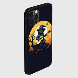 Чехол для iPhone 12 Pro Max Кот играет на гитаре под луной, цвет: 3D-черный — фото 2
