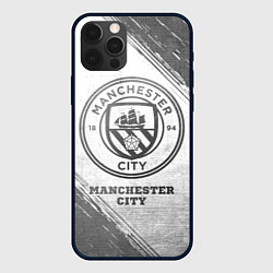Чехол для iPhone 12 Pro Max Manchester City - white gradient, цвет: 3D-черный
