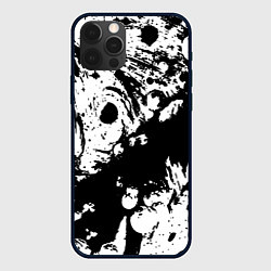 Чехол для iPhone 12 Pro Max Чёрный с белой абстракцией, цвет: 3D-черный