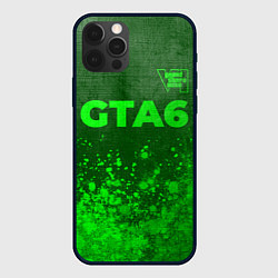 Чехол для iPhone 12 Pro Max GTA6 - green gradient посередине, цвет: 3D-черный
