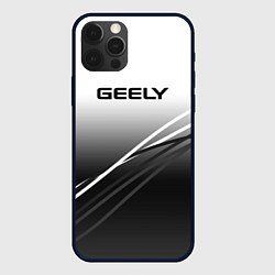 Чехол для iPhone 12 Pro Max Geely градиент из белого в тёмный с полосами, цвет: 3D-черный
