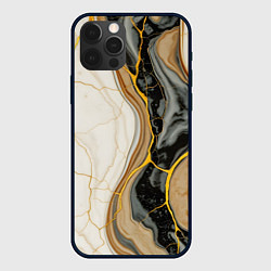 Чехол для iPhone 12 Pro Max Золотистые прожилки в мраморе, цвет: 3D-черный