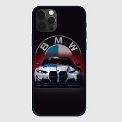 Чехол iPhone 12 Pro Max BMW на красном фоне