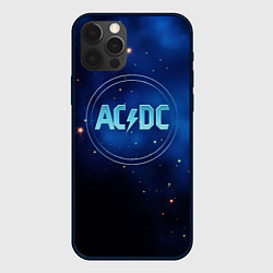 Чехол iPhone 12 Pro Max ACDC логотип на синем фоне