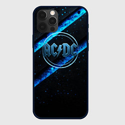 Чехол iPhone 12 Pro Max ACDC черно-синяя текстура
