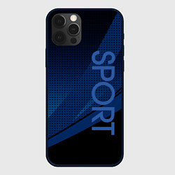 Чехол iPhone 12 Pro Max Sport чёрно-синий геометричный