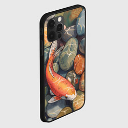 Чехол для iPhone 12 Pro Max Акварельный Кои карп и камушки галька, цвет: 3D-черный — фото 2