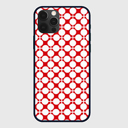 Чехол для iPhone 12 Pro Max Красно белый узор в клетку и горох, цвет: 3D-черный