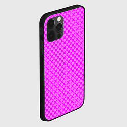 Чехол для iPhone 12 Pro Max Неоновый малиновый розовый узор в горошек, цвет: 3D-черный — фото 2