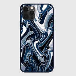 Чехол iPhone 12 Pro Max Тёмно-синий искажённая абстракция